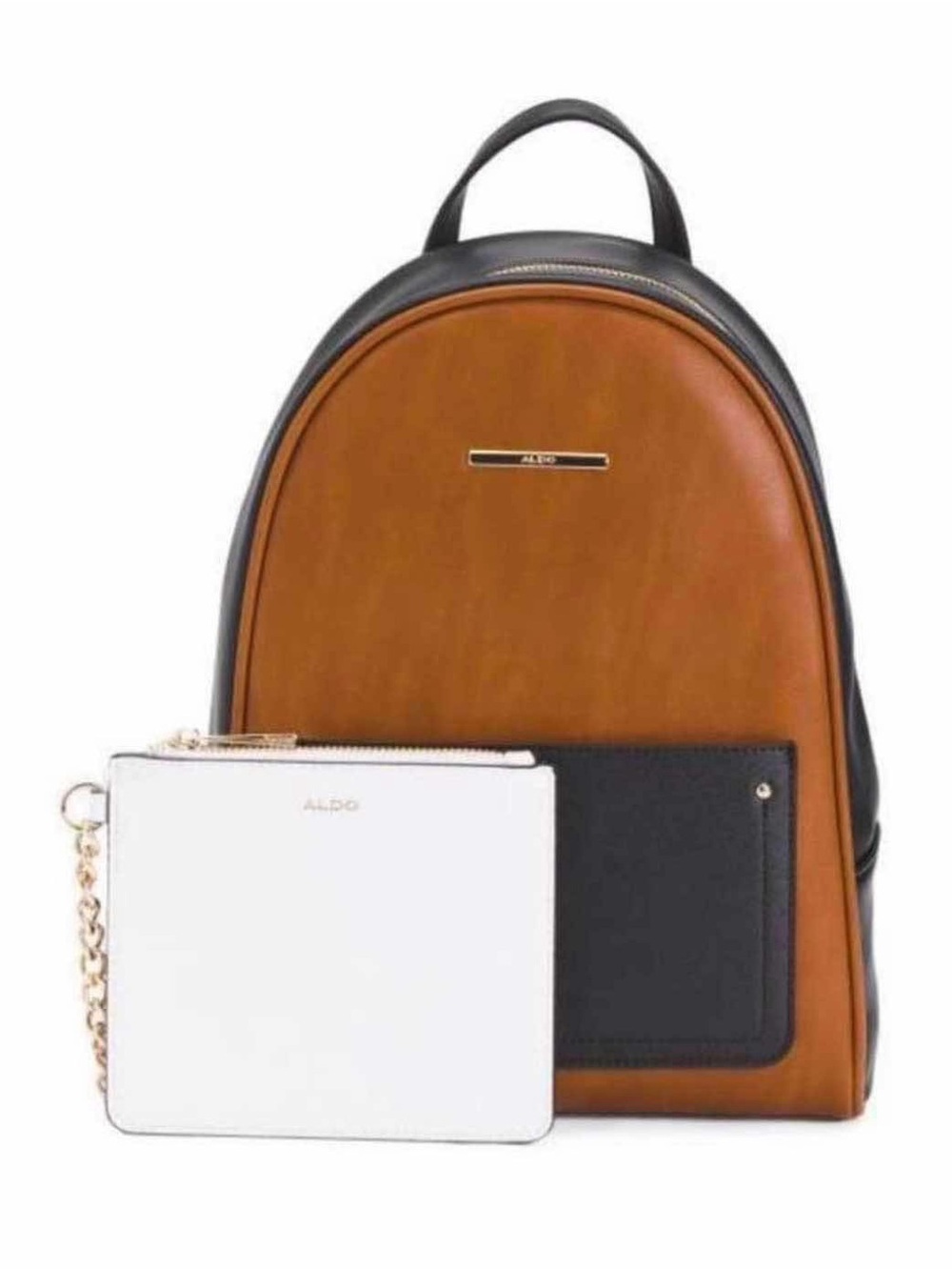 Aldo Tan and Black Backpack with Removable White Pouch